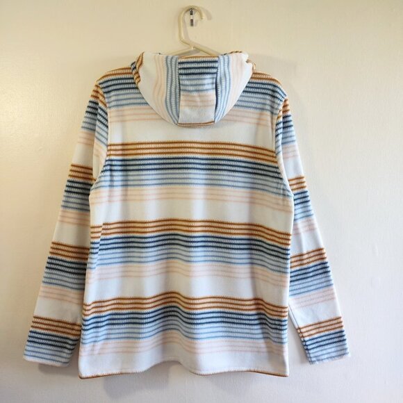 O'NEILL Women's Half Zip Polar Fleece Hoodie Blue Stripe Warm Cozy Large - Picture 6 of 9